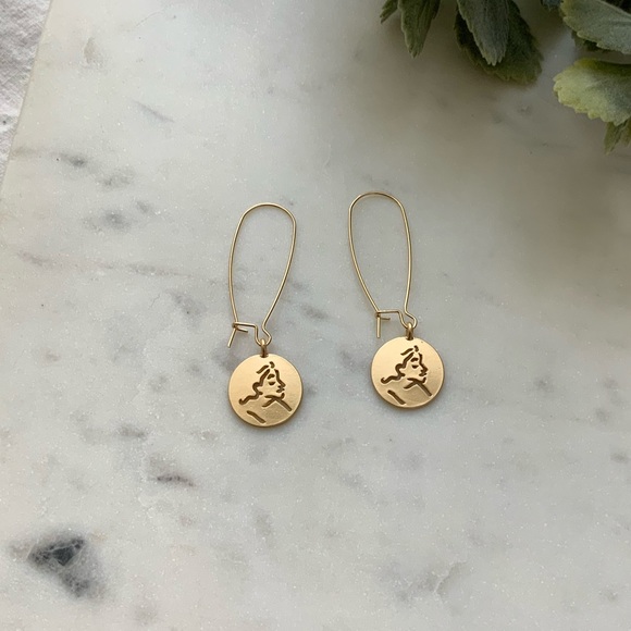 The Myra - Silhouette Round Drop Earrings - Picture 4 of 7